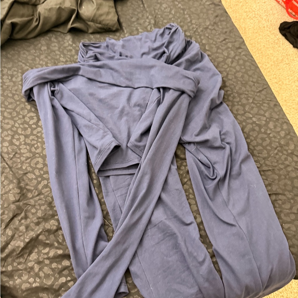 Elegant Blue off the shoulder top flare legging set